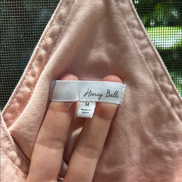 Honey Belle Blush Pink Overall Shorts - Picture 2 of 5